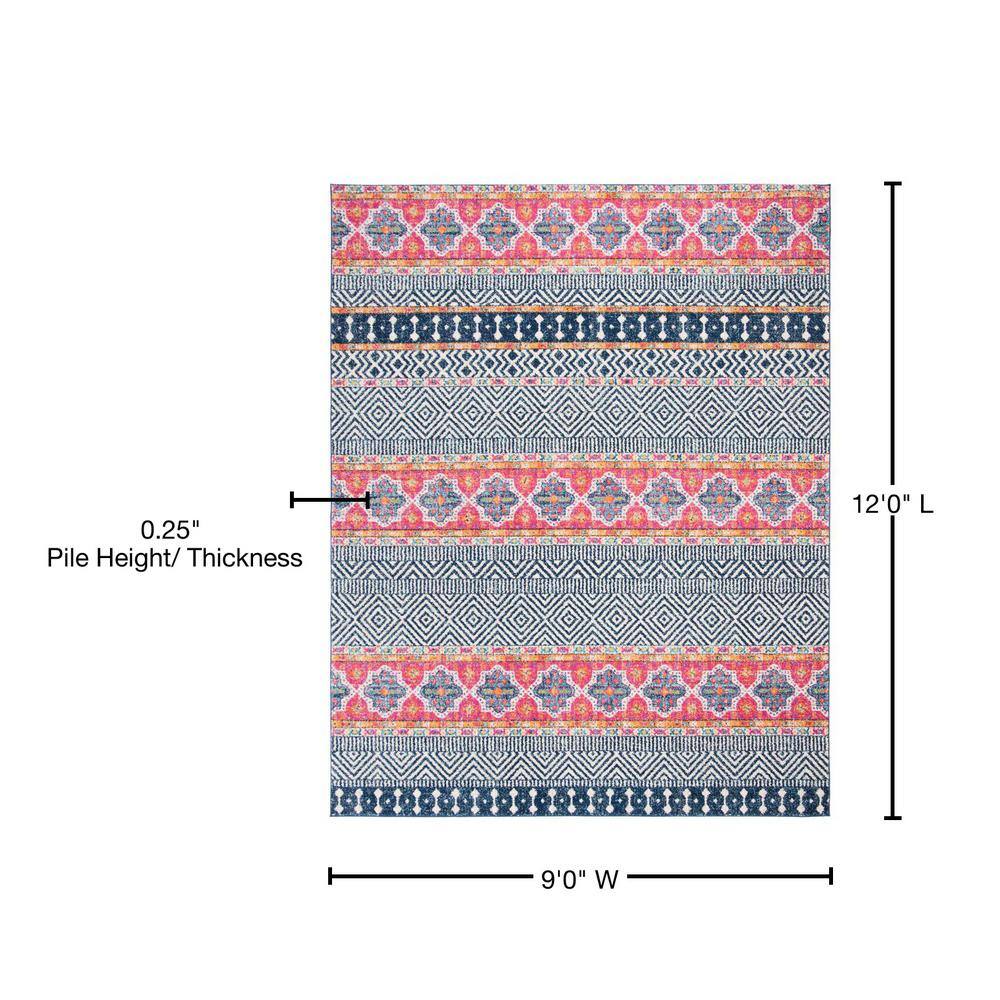 Ivory Cotton and Synthetic 9' x 12' Easy-Care Reversible Area Rug