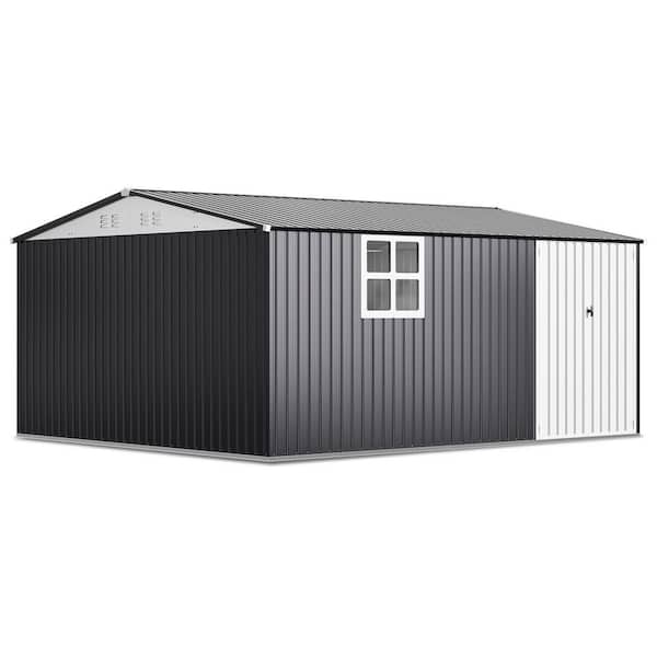 14 ft. W x 12 ft. D Metal Outdoor Storage Garden Tool Steel Shed with Lockable Doors and Windows (168 sq. ft.)