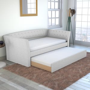 New Castle Contemporary Upholstered Cream Linen Twin Size Daybed with Trundle