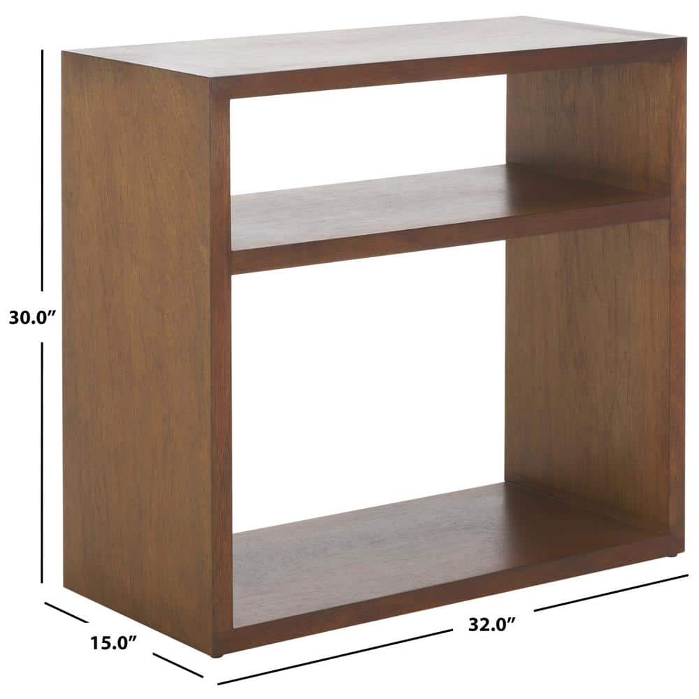 Dark Wood and Black Steel Console Table with Storage