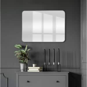 24 in. W x 30 in. H Rectangular Aluminum Frame Framed Wall Bathroom Vanity Mirror in Silver