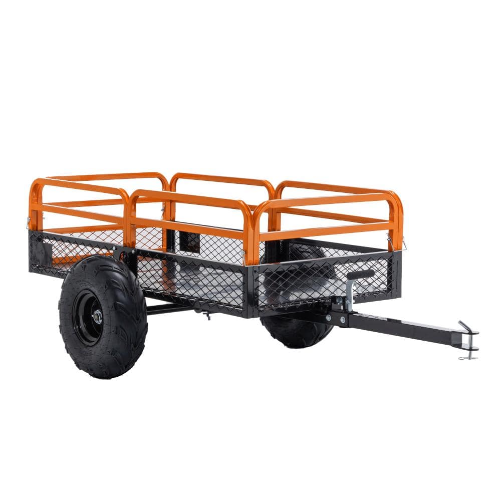 Orange Metal Cart, Heavy Duty Tow & Dumping Wagon for Lawn, Tractor, Garden Use price history on PriceWatchPro