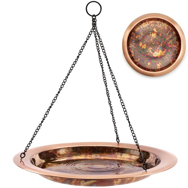 Good Directions 18 in. Hanging Fired Copper Bird Bath