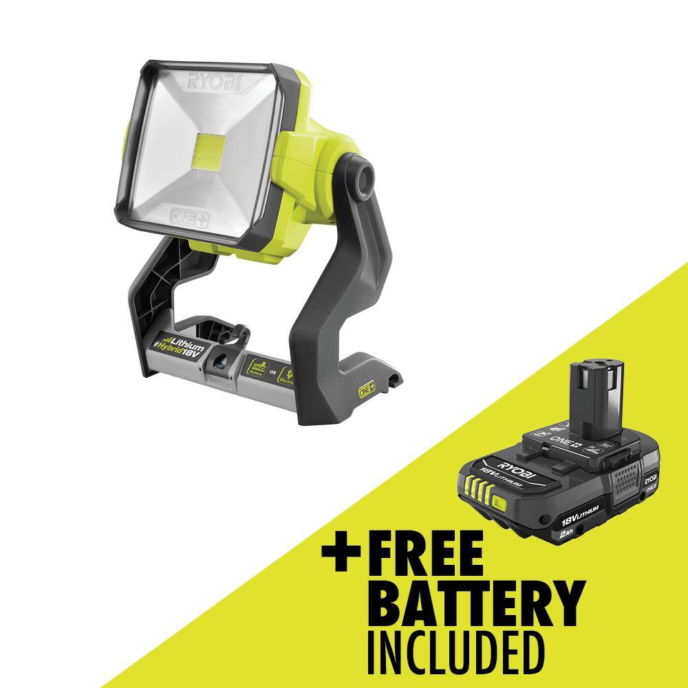 RYOBI ONE+ 18V Hybrid 20-Watt LED Work Light with  2.0 Ah Battery