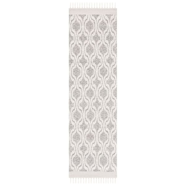 Vermont 2 ft. x 8 ft. Ivory Geometric Border Runner Rug