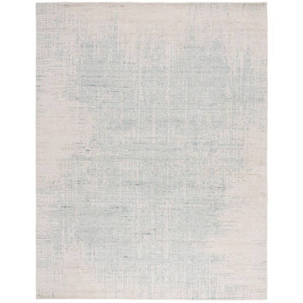 Mirage 9 ft. x 12 ft. Teal/Beige Distressed Striped Area Rug