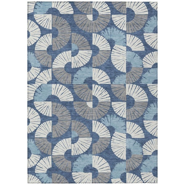 Chantille Machine Washable Indoor/Outdoor Abstract ACN2462 Navy 3 ft. x 4 ft. Area Rug