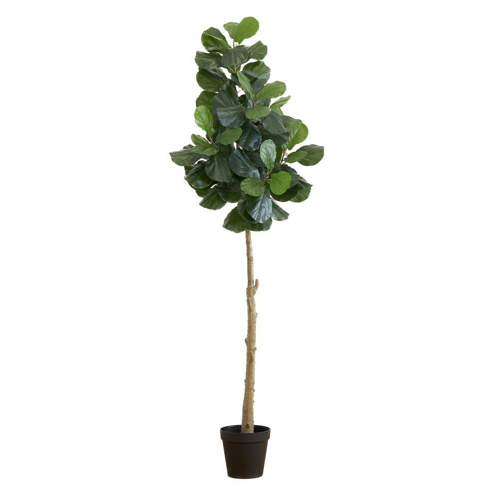 Nearly Natural 96 in. Green Artificial Fiddle Leaf Tree in Nursery Pot ...