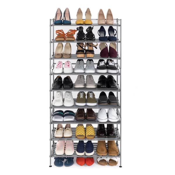 10-Tier Rolling Shoe Rack, Silver Finish, Up To 30 Pair of Shoes Storage  Cabinet - AliExpress