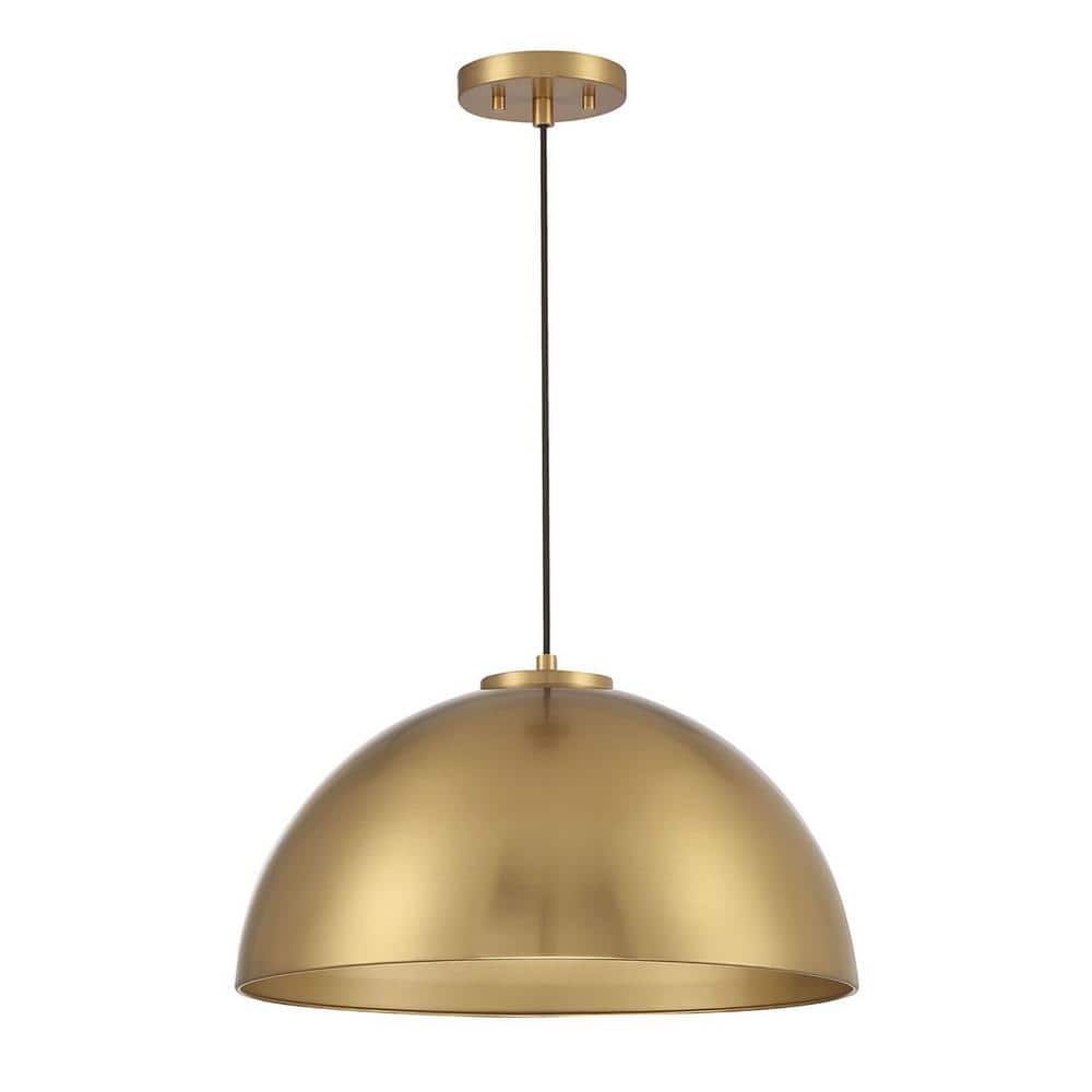 Natural Brass 1-Light Bowl Pendant with Vintage Styling