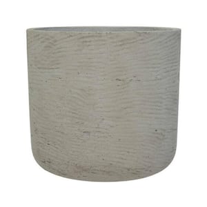 17.32 in. W x 16.93 in. H Double Extra Large Round Grey Washed Fiberclay Indoor Outdoor Charlie Planter