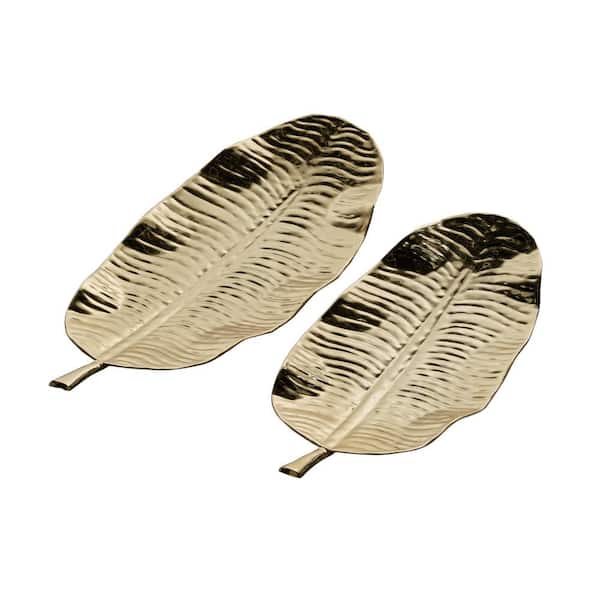 Novogratz Gold Metal Leaf Decorative Tray (Set of 2)