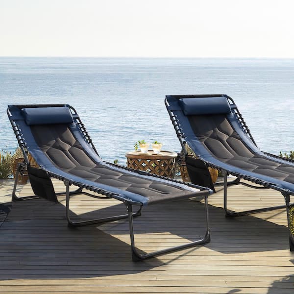 Foredawn Metal Outdoor Lounge Chairs Folding Chaise Lounge Chair