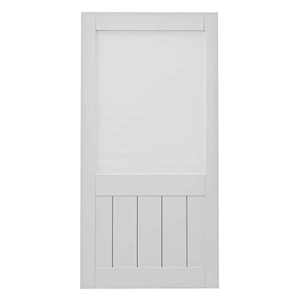 ARK DESIGN 32 in. x 80 in. Single Universal Paneled Fir Wood White Finished and Gauze Mesh Hinged Wood Screen Door