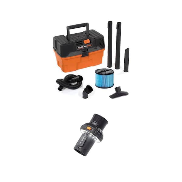 4.5 Gal. 5.0 Peak HP PRO PACK Shop Vacuum WD4522 Wet Dry Vac with Fine Dust Filter, Hose, Accessories and LED Cuff
