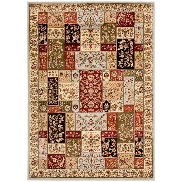 SAFAVIEH Lyndhurst Gray/Multi 9 ft. x 12 ft. Antique Floral Border Area Rug