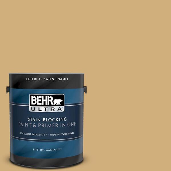 BEHR ULTRA 1 gal. #UL180-23 Romanesque Gold Satin Enamel Exterior Paint and Primer in One