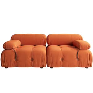 75.6 in. Teddy Velvet 2-Wide Seats Loveseat Sofa Couch, Orange