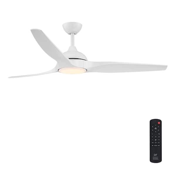 Arcas 60 in. Outdoor Matte White Integrated LED Ceiling Fan with 5-CCT and 7-RGB Selections, Remote Included