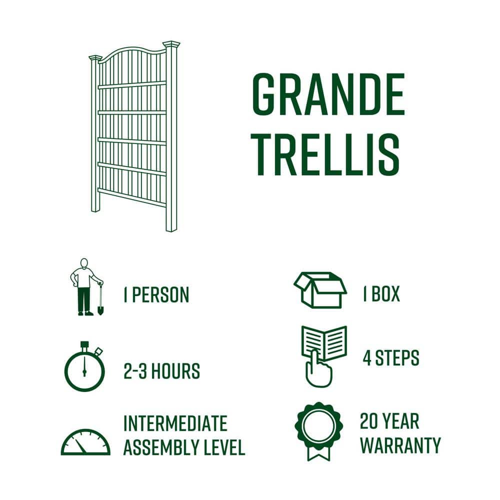 Grande 54" x 96" White Vinyl Garden Trellis