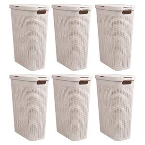 Basket Collection Ivory 23.5 in. H x 10.4 in. W x 18 in. D Plastic Modern Rectangle Laundry Room Hamper, Set of 6