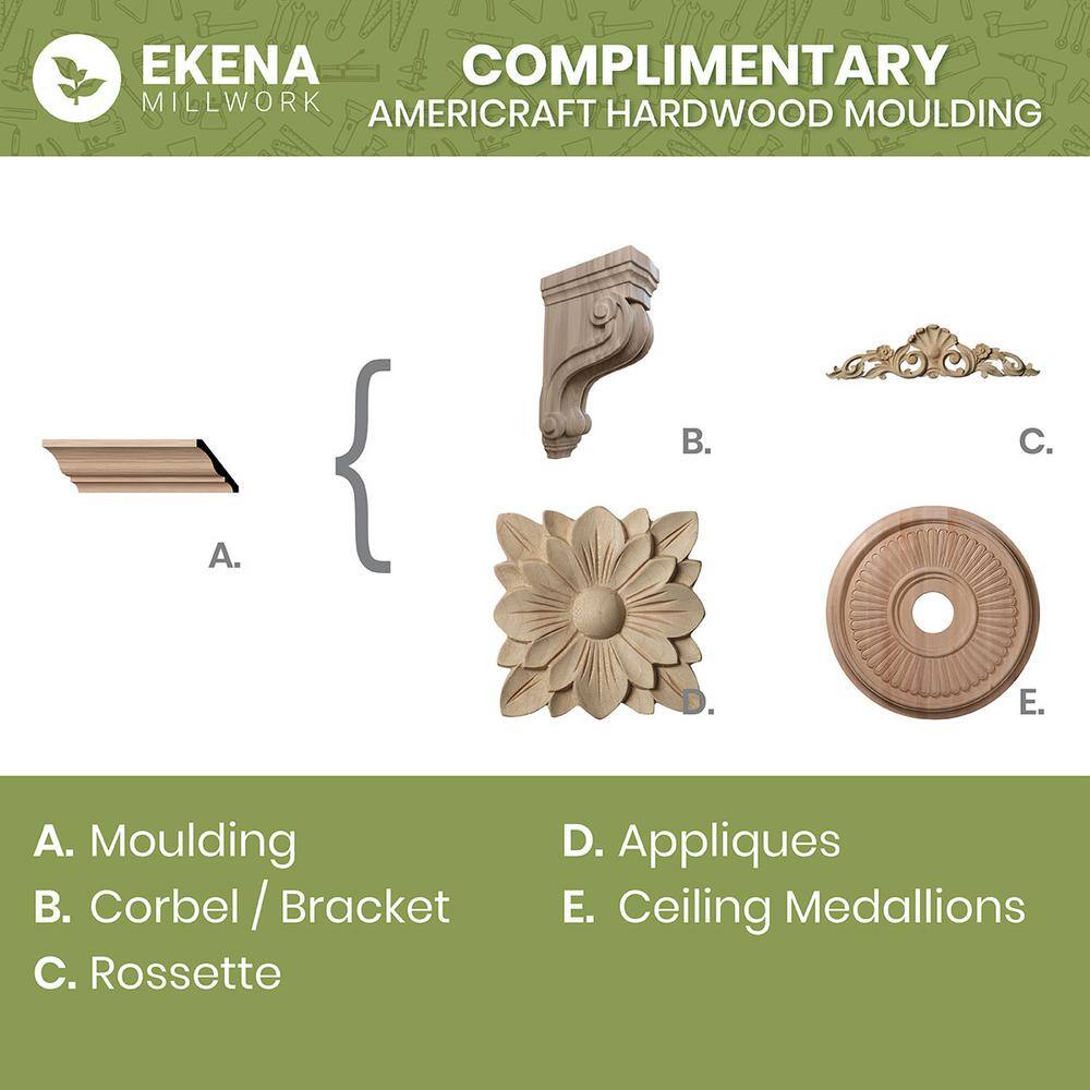 Ekena Millwork WM103 1 1/8"D x 1 1/8"W x 96"L Americraft Solid Hardwood Stain Grade Quarter Round Moulding
