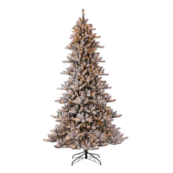 Glitzhome 9 Ft. Pre-Lit Snow Flocked Fir Artificial Christmas Tree With 650 Warm White Lights 2014600016