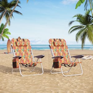 Folding Camping Beach Chair 4 Position Reclining With Cooler Bag Heavy-Duty Easy Carry With Straps Camouflage(2-pack)