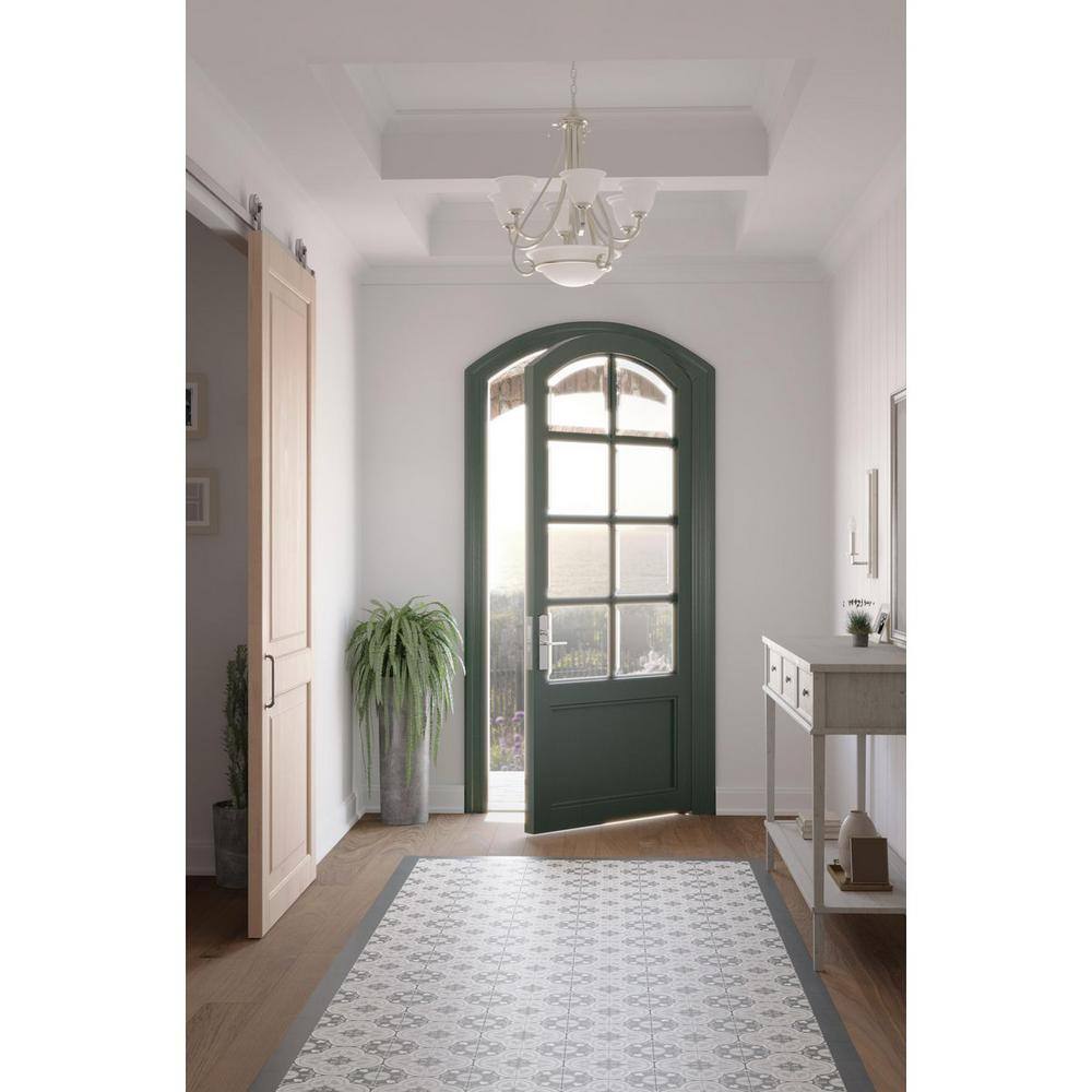 Torino Brushed Nickel 6-Light Two-Tier Chandelier with Etched Glass Shades
