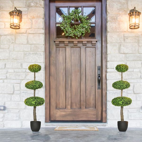 Unbranded 3.6 ft. Green Topiary Artificial Boxwood Poplar Tree in Pot
