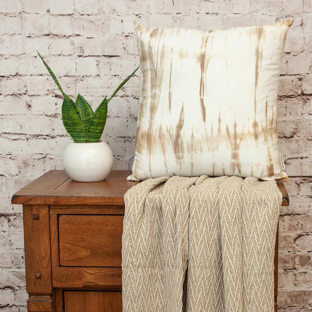 Ivory Cotton 20" x 20" Indoor/Outdoor Throw Pillow
