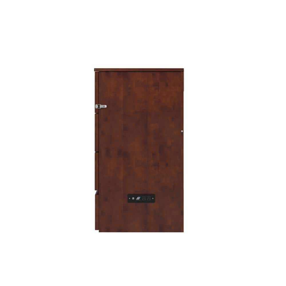 Northfield Walnut Queen Murphy Bed Chest with Built-in Charger and Memory Foam Mattress