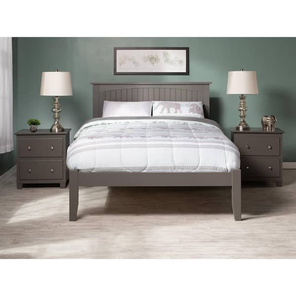 AFI Nantucket Full Platform Bed with Open Foot Board in Grey
