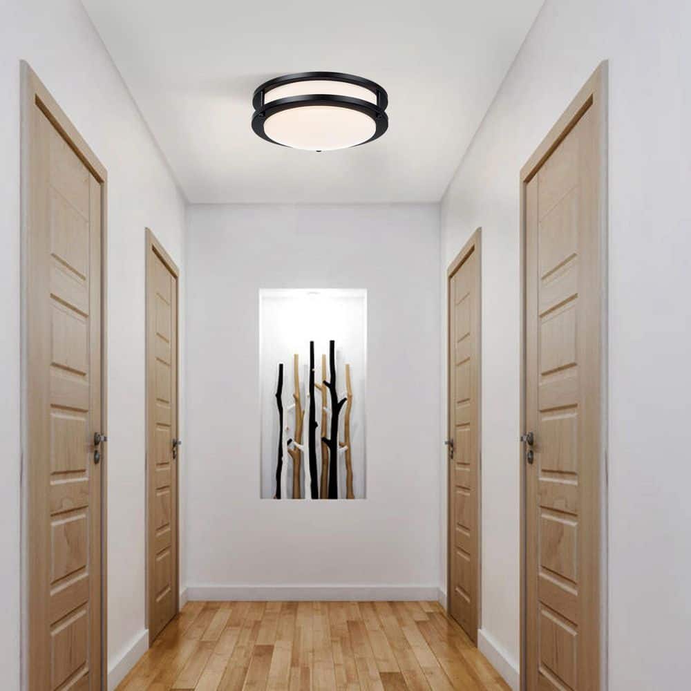 Hanz 10.3 inch. Matte Black Selectable LED 2700K, 3000K, 3500K, 4000K, 5000K Flush Mount Ceiling Light price history on PriceWatchPro