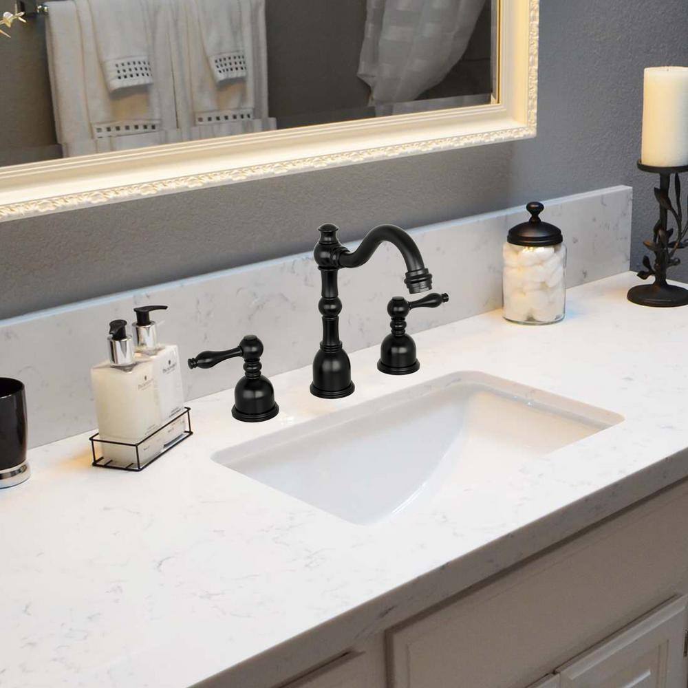 Matte Black Brass Widespread Two-Handle Bathroom Faucet