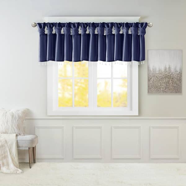 Madison Park Natalie 26 in. L 50 in. W Navy Polyester Light Filtering Window Valance