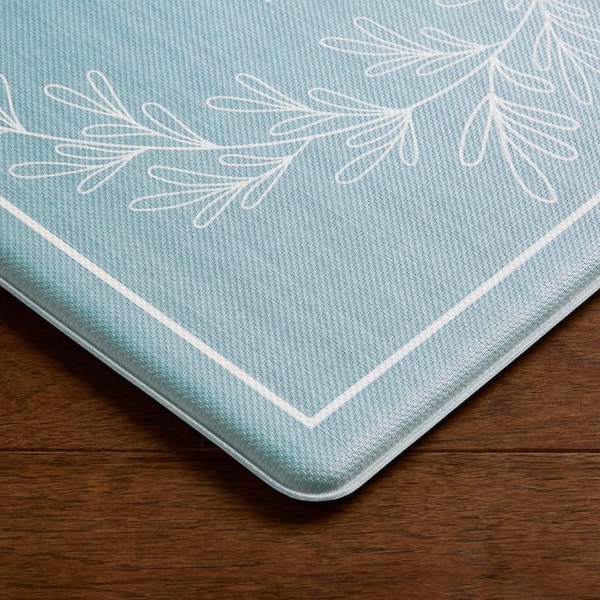 Bloomfield Home Sweet Home Leaf Frame 18 in. x 30 in. Blue Indoor Comfort Kitchen Mat