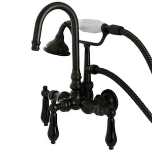 Kingston Brass CCK3188AL Vintage Satin Nickel Wall Mount Down Spout Clawfoot Tub & Shower Package with Metal Lever Handles