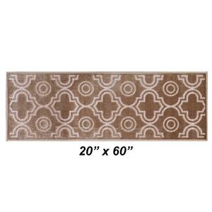 Arya Collection Taupe 20 in. x 60 in. Polyester Runner Area Rug