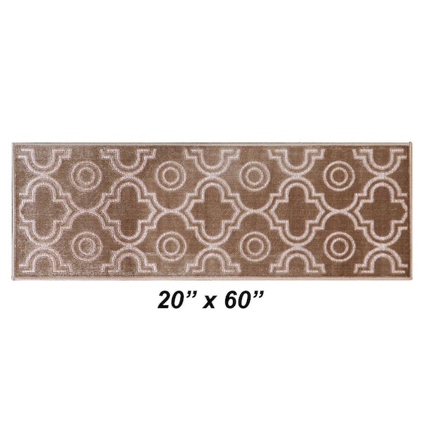 Better Trends Arya Collection Taupe 20 in. x 60 in. Polyester Runner Area Rug