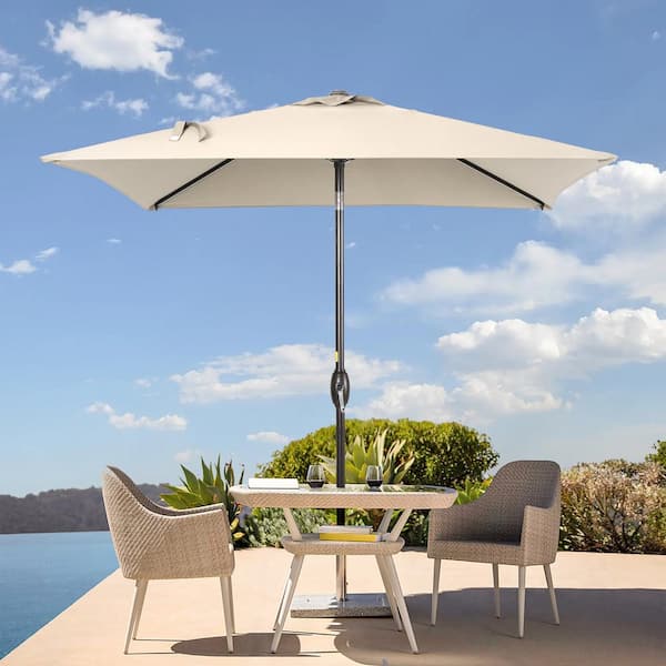 6.5 ft. x 6.5 ft. Square Patio Market Umbrella - Stylish, Sun-Protective, Enhance Your Outdoor Oasis, Beige