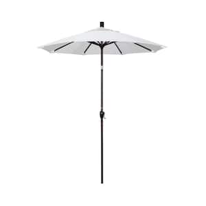 6 ft. Bronze Aluminum Pole Market Aluminum Ribs Push Tilt Crank Lift Patio Umbrella in Natural Sunbrella