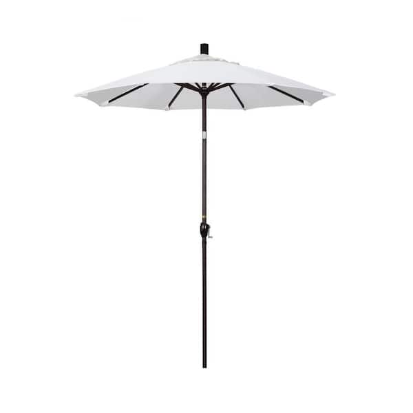 California Umbrella 6 ft. Bronze Aluminum Pole Market Aluminum Ribs Push Tilt Crank Lift Patio Umbrella in Natural Sunbrella