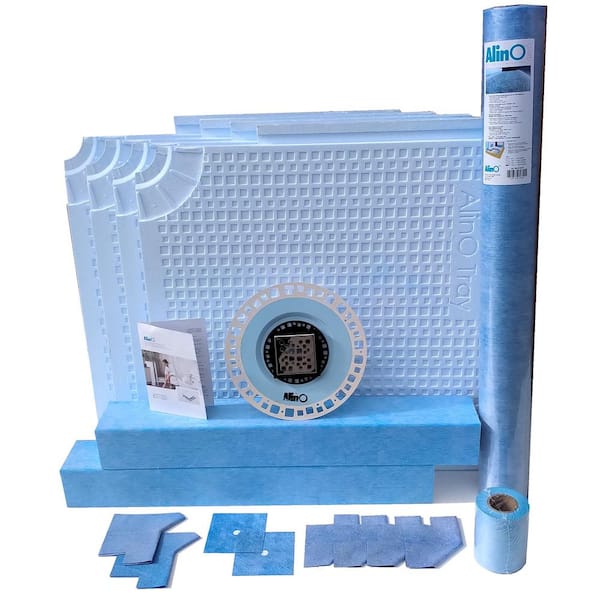 ALINO PVC Center Drain Shower Kit with 2-in-1 (Stainless steel/Tile Insert) Bright Clear Drain (Chrome) (upto 60 in. x 60 in.)