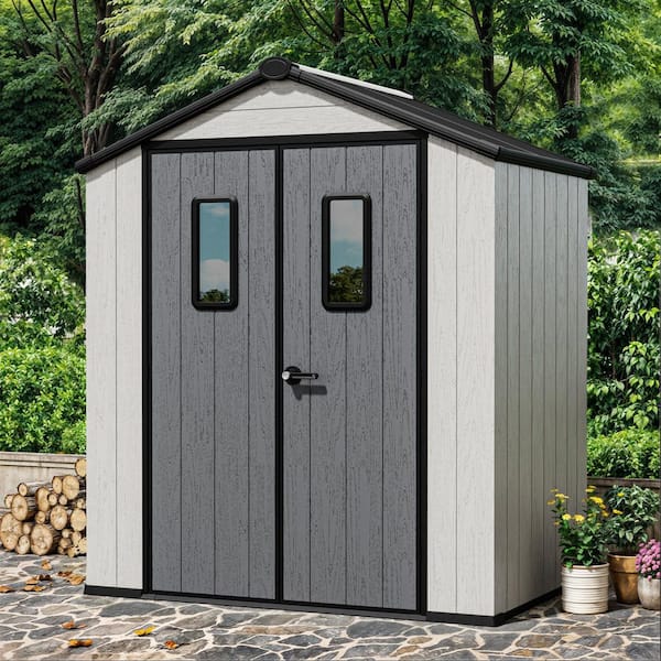 6 ft. x 4 ft. Outdoor Resin Storage Shed with Slanted Roof and Solid Floor (24 sq. ft. )
