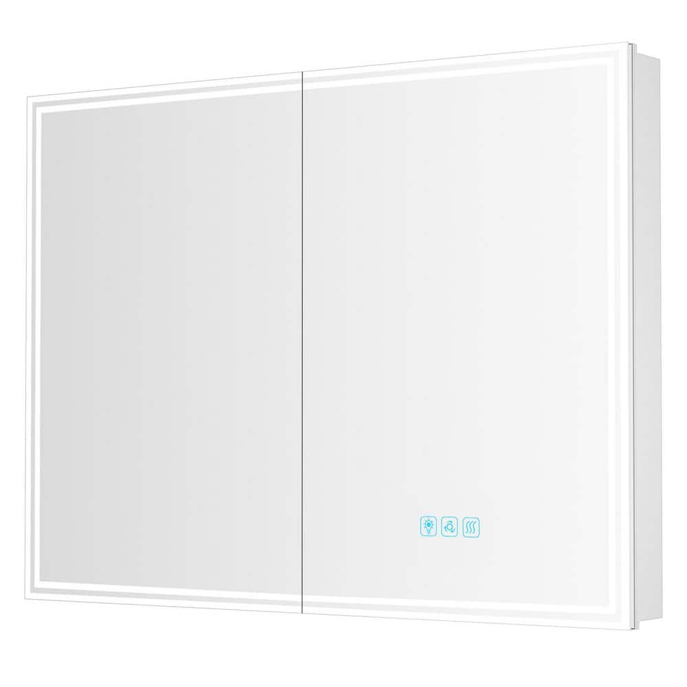 48 in. W x 36 in. H Silver Rectangular Aluminum Dynamic Flow Lighting Surface/Recessed Medicine Cabinet with Mirror price history on PriceWatchPro
