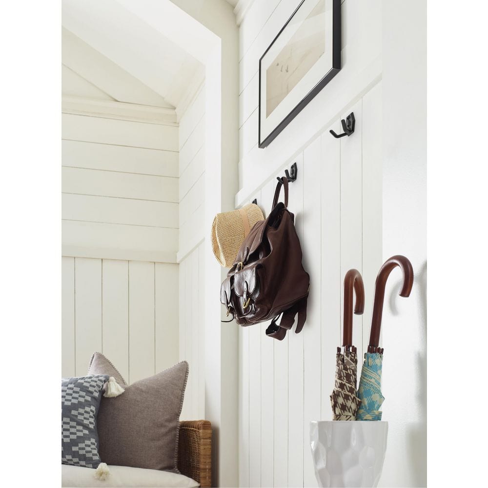 Matte Black Double Prong Metal Wall Hook