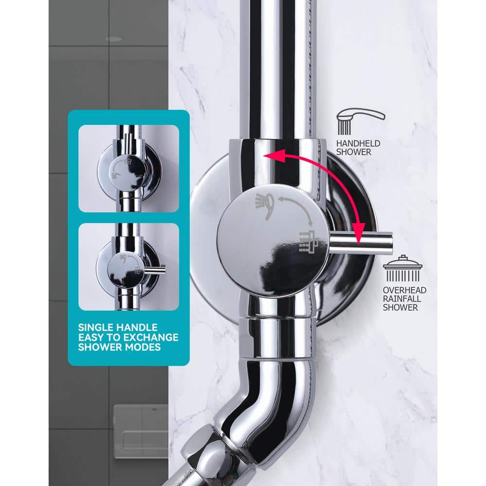 Polished Chrome 7-Spray Multifunction Wall Bar Shower Kit