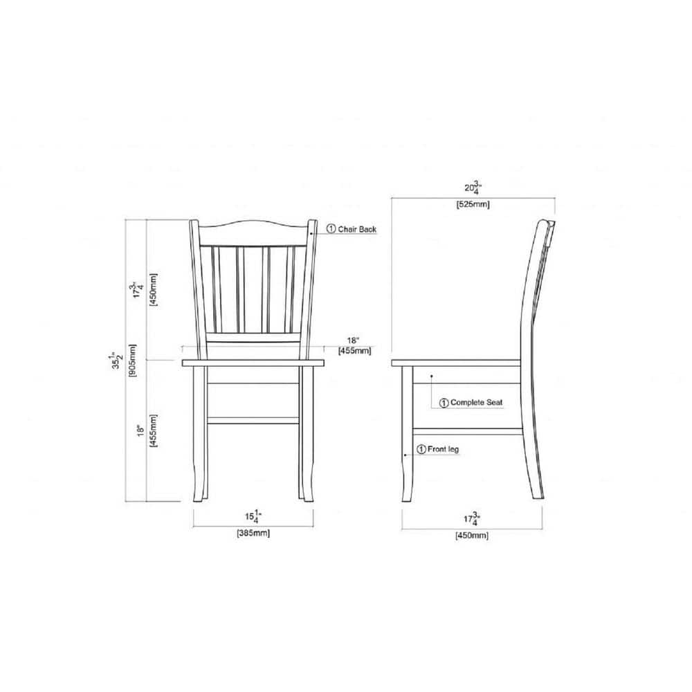 Set of 2 Black and Oak High Slat Back Dining Chairs