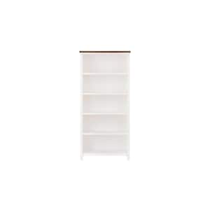68.8 in. White/Haze Wood 5-shelf Standard Bookcase with Adjustable Shelves